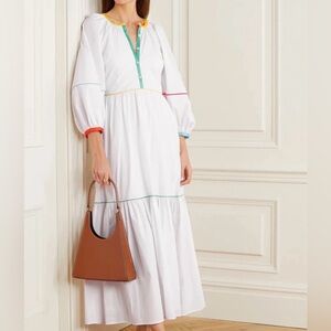 STAUD - Maxi Dress - White & Multicolor piping - Size 6 - NWT